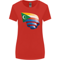 Curled Comoros Flag Comorian Day Football Womens Wider Cut T-Shirt Red