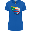 Curled Comoros Flag Comorian Day Football Womens Wider Cut T-Shirt Royal Blue