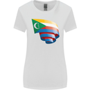 Curled Comoros Flag Comorian Day Football Womens Wider Cut T-Shirt White