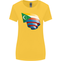 Curled Comoros Flag Comorian Day Football Womens Wider Cut T-Shirt Yellow