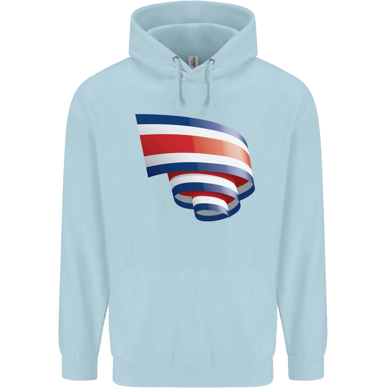 Curled Costa Rica Flag Rican Day Football Childrens Kids Hoodie Light Blue