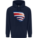 Curled Costa Rica Flag Rican Day Football Childrens Kids Hoodie Navy Blue