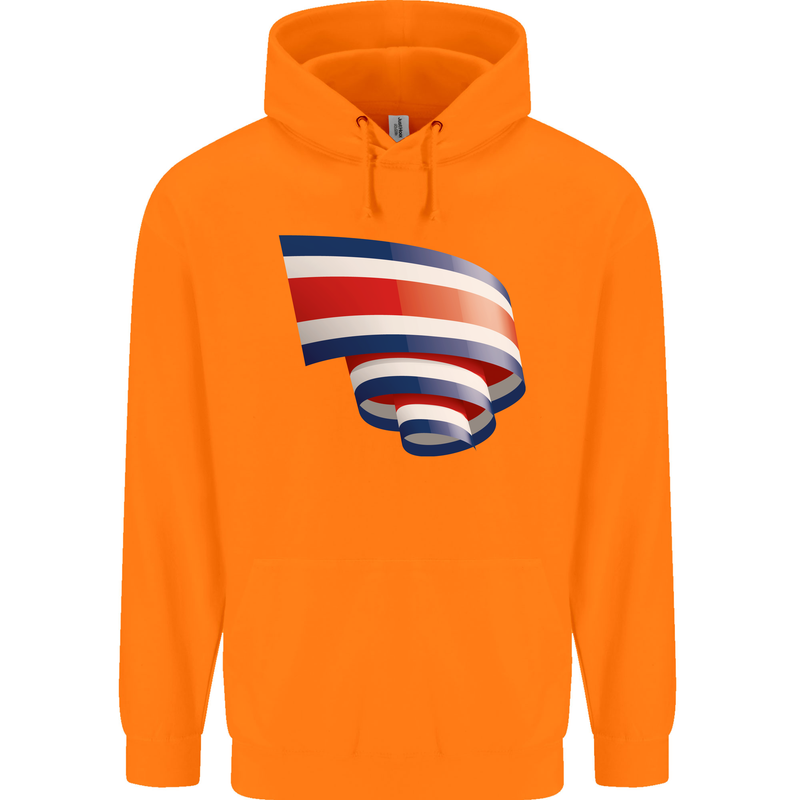 Curled Costa Rica Flag Rican Day Football Childrens Kids Hoodie Orange