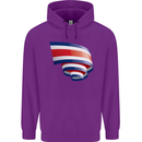Curled Costa Rica Flag Rican Day Football Childrens Kids Hoodie Purple