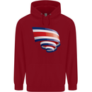 Curled Costa Rica Flag Rican Day Football Childrens Kids Hoodie Red