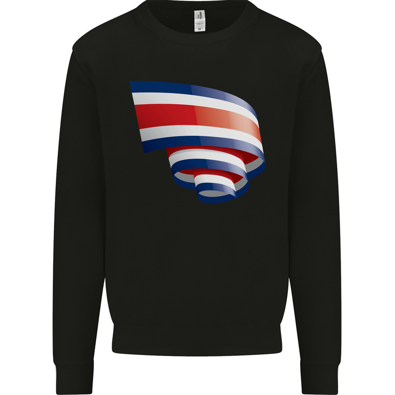Curled Costa Rica Flag Rican Day Football Kids Sweatshirt Jumper Black