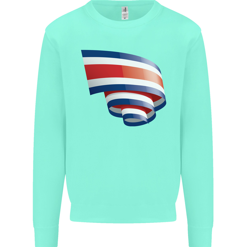 Curled Costa Rica Flag Rican Day Football Kids Sweatshirt Jumper Peppermint