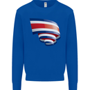 Curled Costa Rica Flag Rican Day Football Kids Sweatshirt Jumper Royal Blue