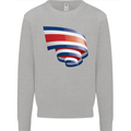 Curled Costa Rica Flag Rican Day Football Kids Sweatshirt Jumper Sports Grey