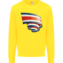 Curled Costa Rica Flag Rican Day Football Kids Sweatshirt Jumper Yellow