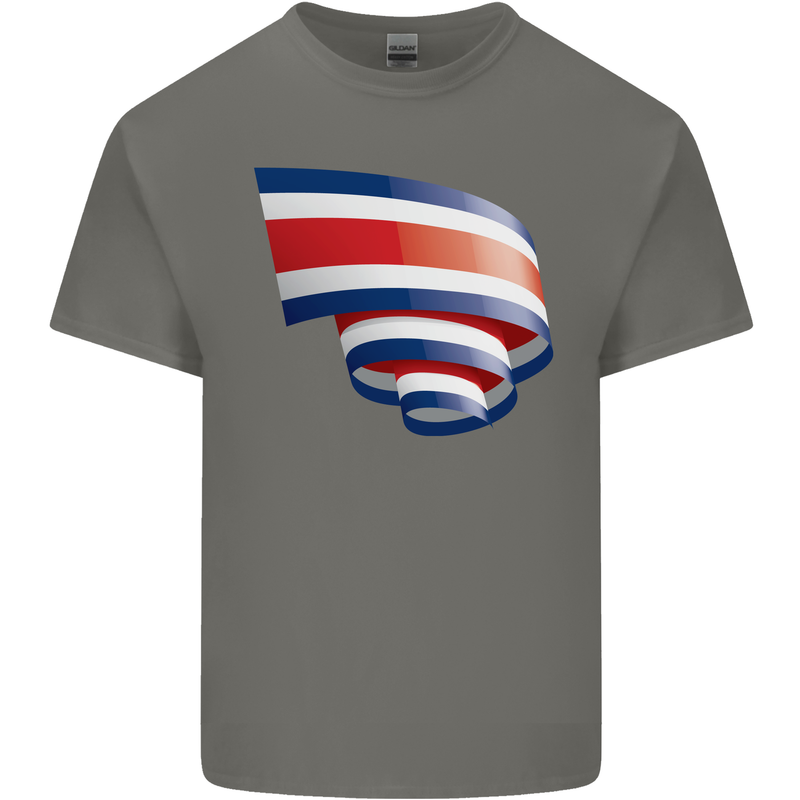 Curled Costa Rica Flag Rican Day Football Kids T-Shirt Childrens Charcoal