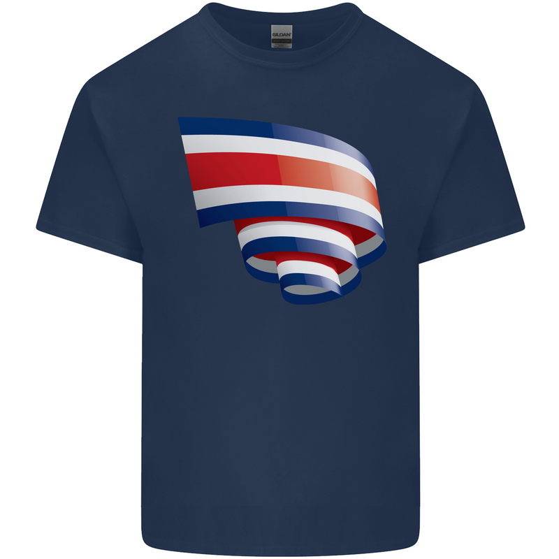 Curled Costa Rica Flag Rican Day Football Kids T-Shirt Childrens Navy Blue