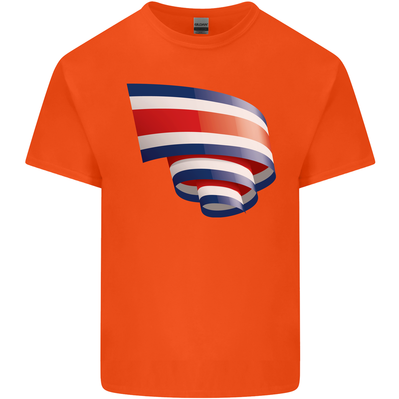 Curled Costa Rica Flag Rican Day Football Kids T-Shirt Childrens Orange