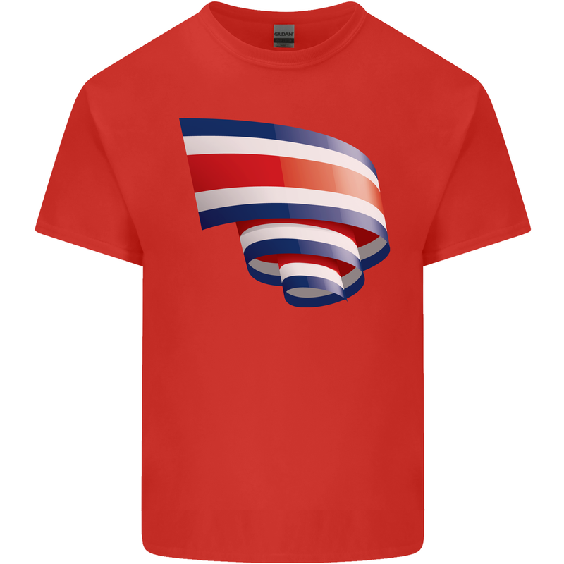 Curled Costa Rica Flag Rican Day Football Kids T-Shirt Childrens Red