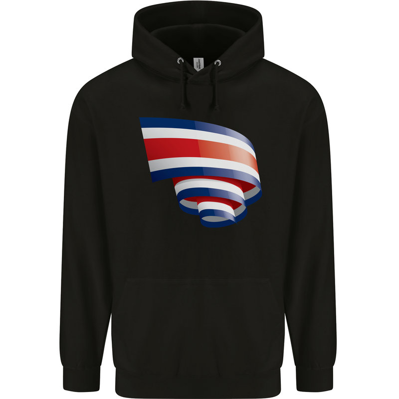 Curled Costa Rica Flag Rican Day Football Mens 80% Cotton Hoodie Black