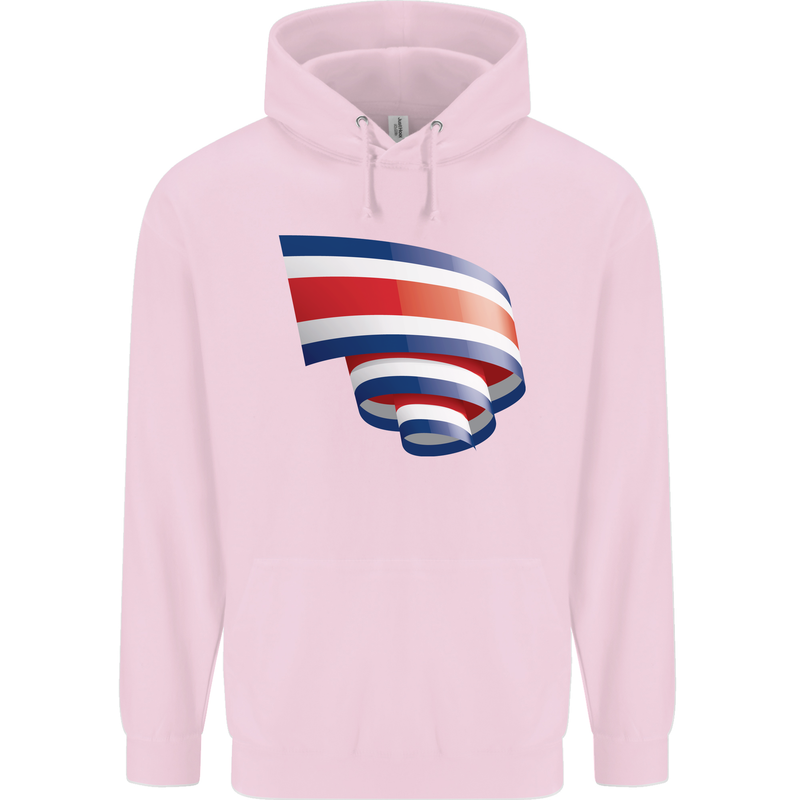 Curled Costa Rica Flag Rican Day Football Mens 80% Cotton Hoodie Light Pink