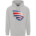 Curled Costa Rica Flag Rican Day Football Mens 80% Cotton Hoodie Sports Grey