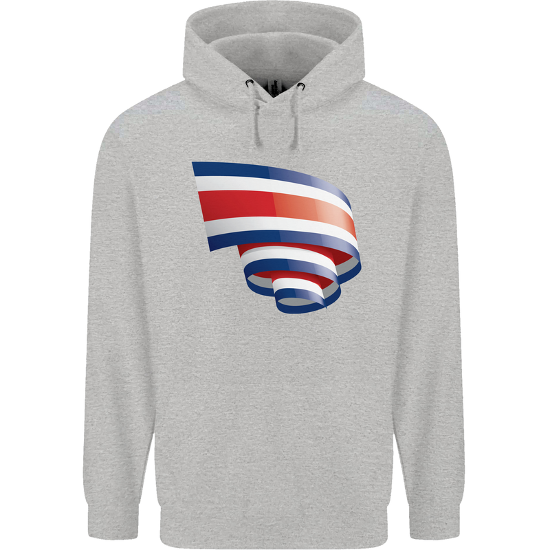 Curled Costa Rica Flag Rican Day Football Mens 80% Cotton Hoodie Sports Grey
