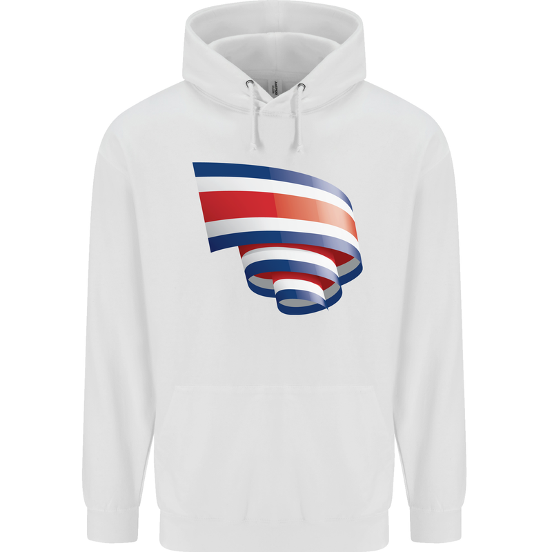 Curled Costa Rica Flag Rican Day Football Mens 80% Cotton Hoodie White