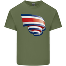 Curled Costa Rica Flag Rican Day Football Mens Cotton T-Shirt Tee Top Military Green