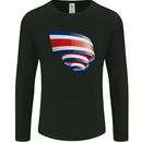 Curled Costa Rica Flag Rican Day Football Mens Long Sleeve T-Shirt Black