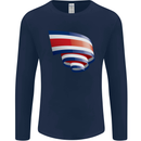 Curled Costa Rica Flag Rican Day Football Mens Long Sleeve T-Shirt Navy Blue