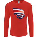 Curled Costa Rica Flag Rican Day Football Mens Long Sleeve T-Shirt Red
