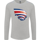 Curled Costa Rica Flag Rican Day Football Mens Long Sleeve T-Shirt Sports Grey