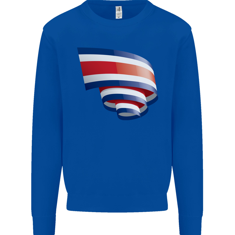 Curled Costa Rica Flag Rican Day Football Mens Sweatshirt Jumper Royal Blue