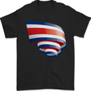 Curled Costa Rica Flag Rican Day Football Mens T-Shirt 100% Cotton Black