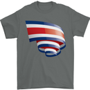 Curled Costa Rica Flag Rican Day Football Mens T-Shirt 100% Cotton Charcoal