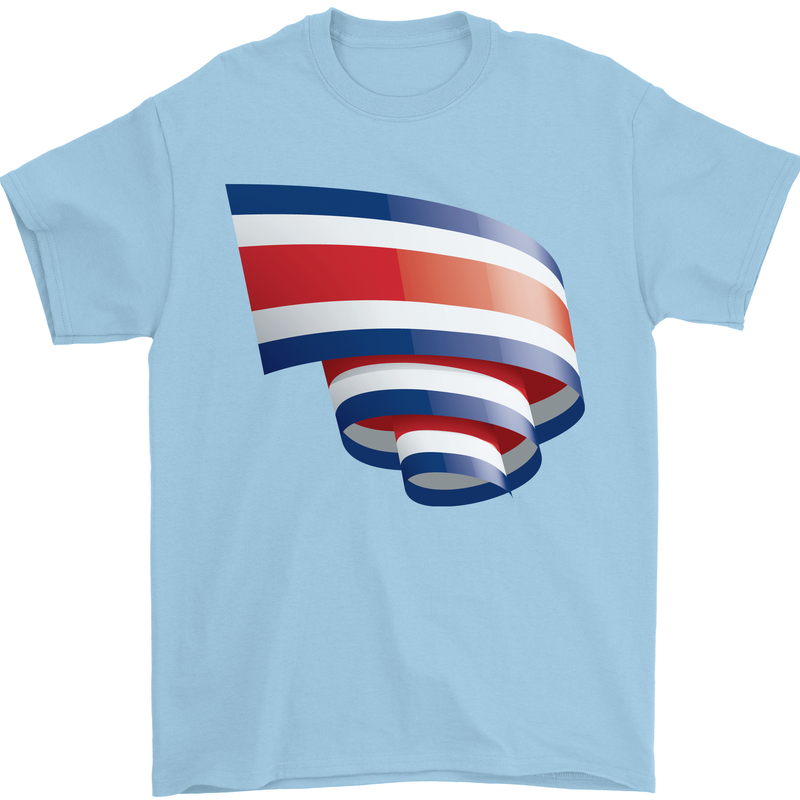 Curled Costa Rica Flag Rican Day Football Mens T-Shirt 100% Cotton Light Blue