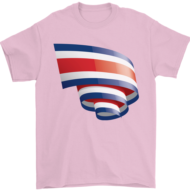 Curled Costa Rica Flag Rican Day Football Mens T-Shirt 100% Cotton Light Pink