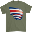 Curled Costa Rica Flag Rican Day Football Mens T-Shirt 100% Cotton Military Green