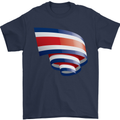 Curled Costa Rica Flag Rican Day Football Mens T-Shirt 100% Cotton Navy Blue