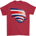 Curled Costa Rica Flag Rican Day Football Mens T-Shirt 100% Cotton Red