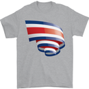 Curled Costa Rica Flag Rican Day Football Mens T-Shirt 100% Cotton Sports Grey
