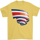 Curled Costa Rica Flag Rican Day Football Mens T-Shirt 100% Cotton Yellow