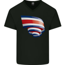 Curled Costa Rica Flag Rican Day Football Mens V-Neck Cotton T-Shirt Black
