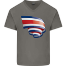 Curled Costa Rica Flag Rican Day Football Mens V-Neck Cotton T-Shirt Charcoal