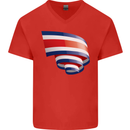 Curled Costa Rica Flag Rican Day Football Mens V-Neck Cotton T-Shirt Red