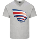 Curled Costa Rica Flag Rican Day Football Mens V-Neck Cotton T-Shirt Sports Grey