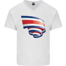 Curled Costa Rica Flag Rican Day Football Mens V-Neck Cotton T-Shirt White