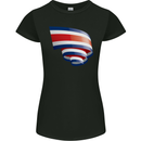 Curled Costa Rica Flag Rican Day Football Womens Petite Cut T-Shirt Black
