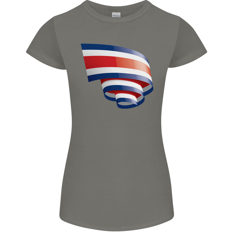 Curled Costa Rica Flag Rican Day Football Womens Petite Cut T-Shirt Charcoal