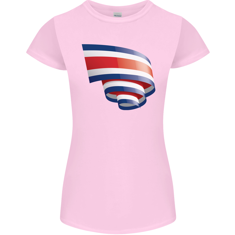 Curled Costa Rica Flag Rican Day Football Womens Petite Cut T-Shirt Light Pink