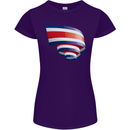 Curled Costa Rica Flag Rican Day Football Womens Petite Cut T-Shirt Purple