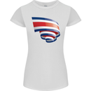 Curled Costa Rica Flag Rican Day Football Womens Petite Cut T-Shirt White