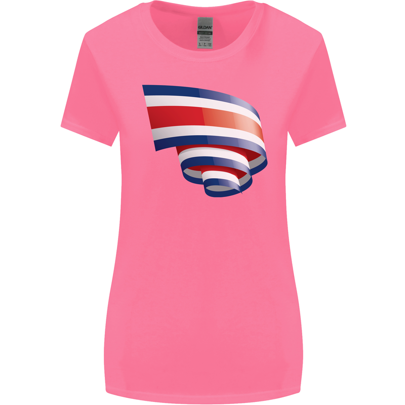 Curled Costa Rica Flag Rican Day Football Womens Wider Cut T-Shirt Azalea