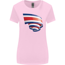 Curled Costa Rica Flag Rican Day Football Womens Wider Cut T-Shirt Light Pink
